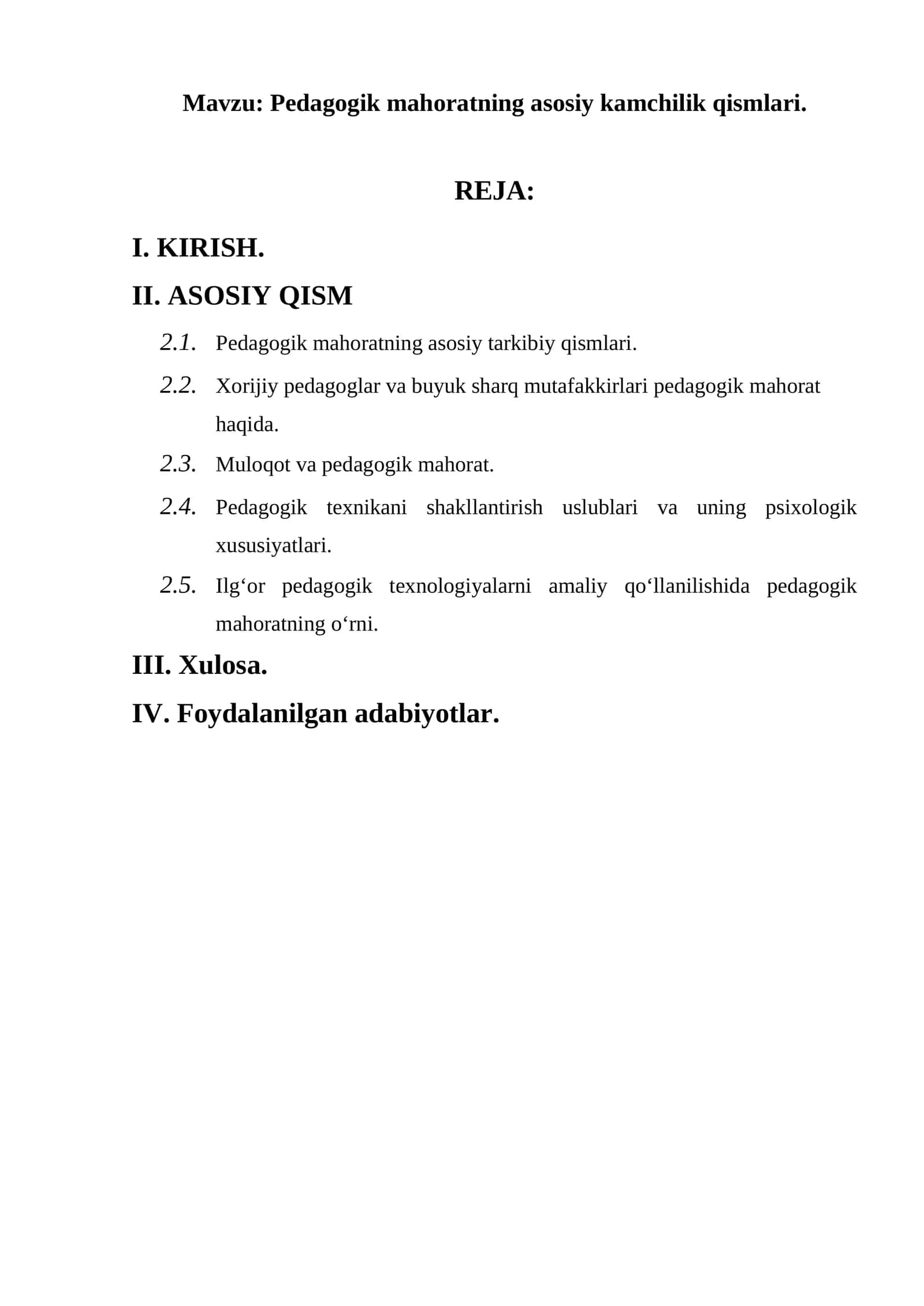 Pedagogik mahoratning asosiy kamchilik qismlari 1