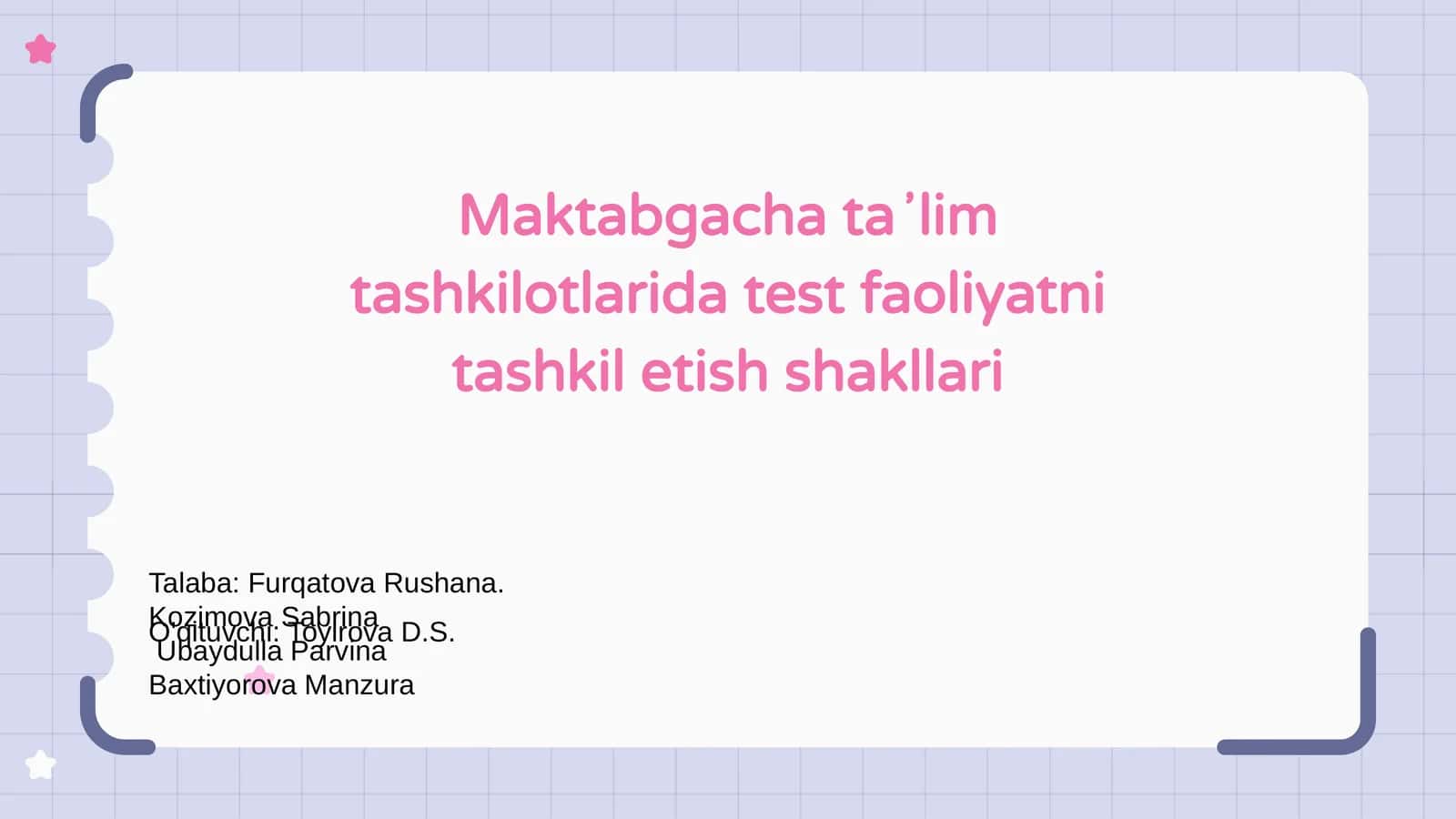 Maktabgacha taʼlim tashkilotlarida test faoliyatni tashkil etish shakllari 1