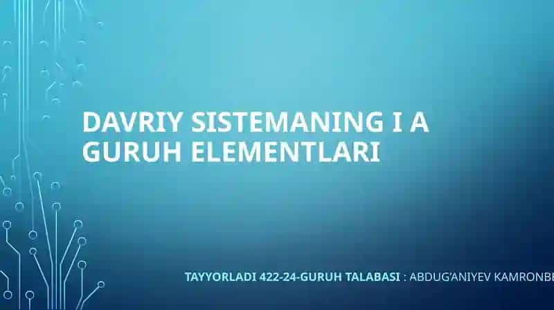DavriysistemaningI Aguruhelementlari 1