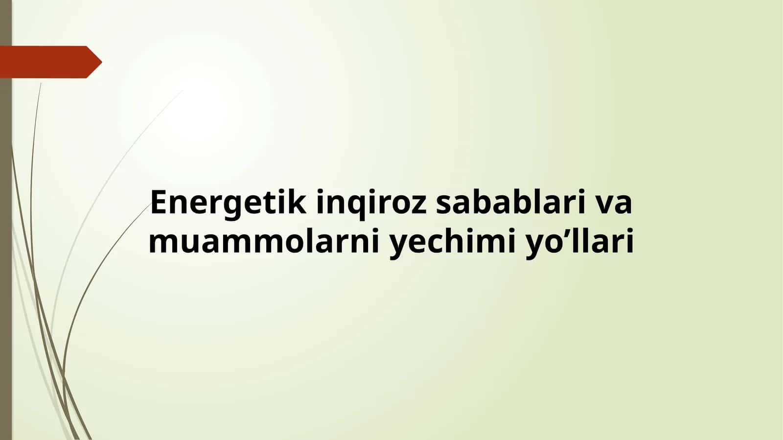 Energetik inqiroz sabablari va muammolarni yechimi yo’llari 1