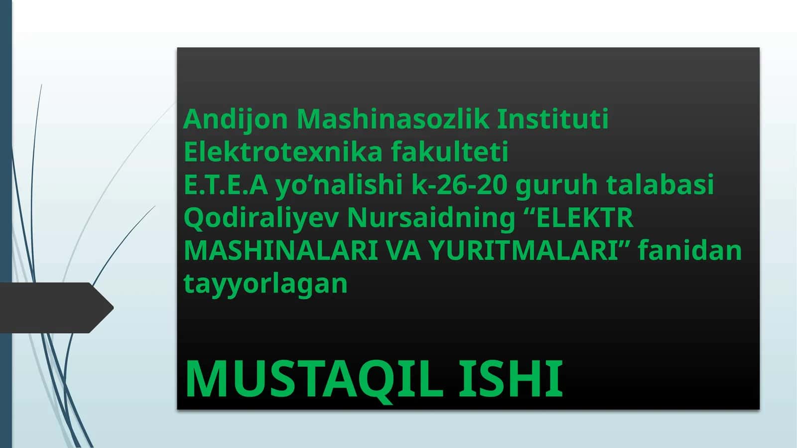 ELEKTR MASHINALARI VA YURITMALARI 1