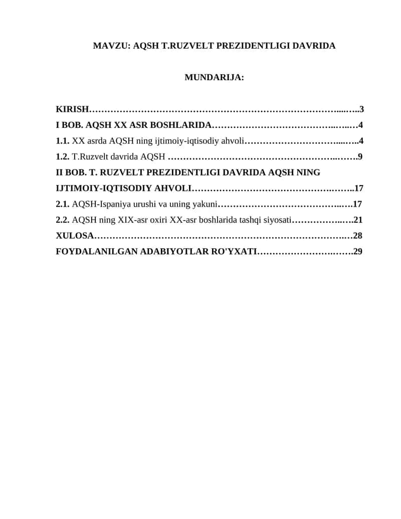 AQSH T.RUZVELT PREZIDENTLIGI DAVRIDA 1