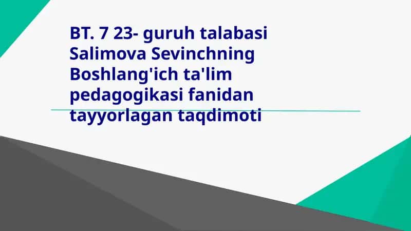 Boshlang'ich ta'lim pedagogikasi 1