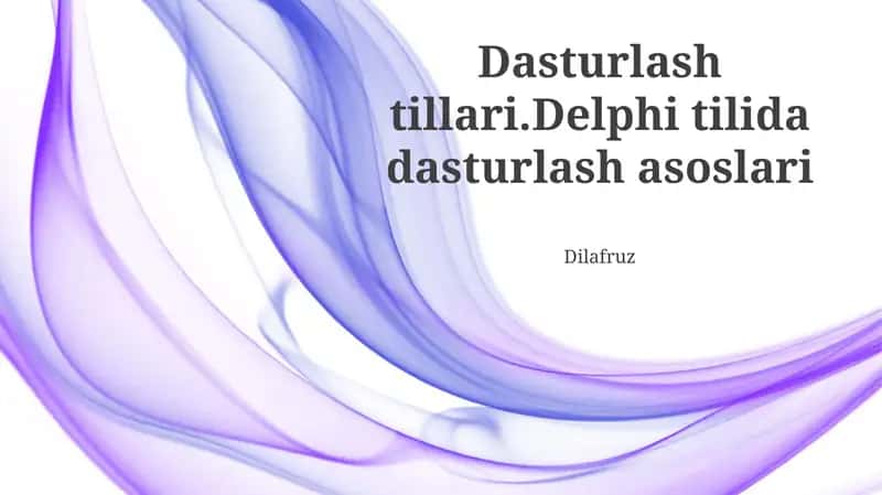 Delphi Dasturlash Tilining Asoslari 1