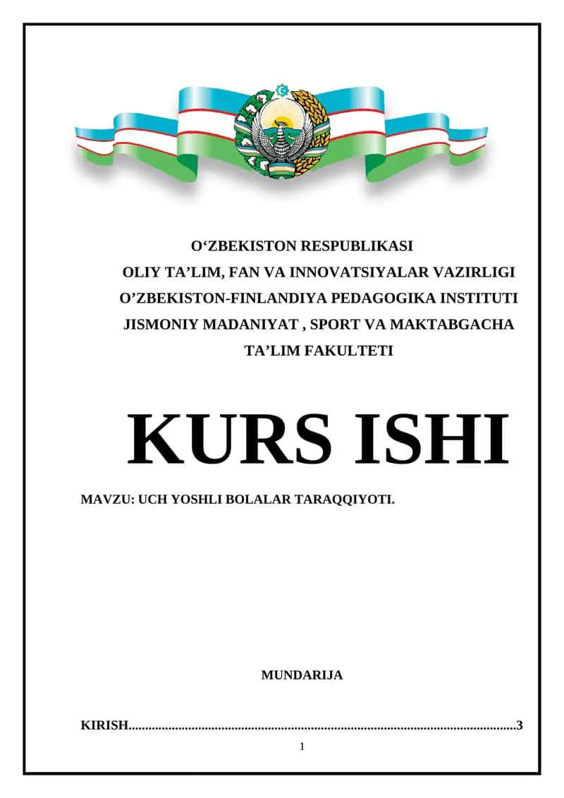 Uch Yoshli Bolalar Taraggiyoti 1