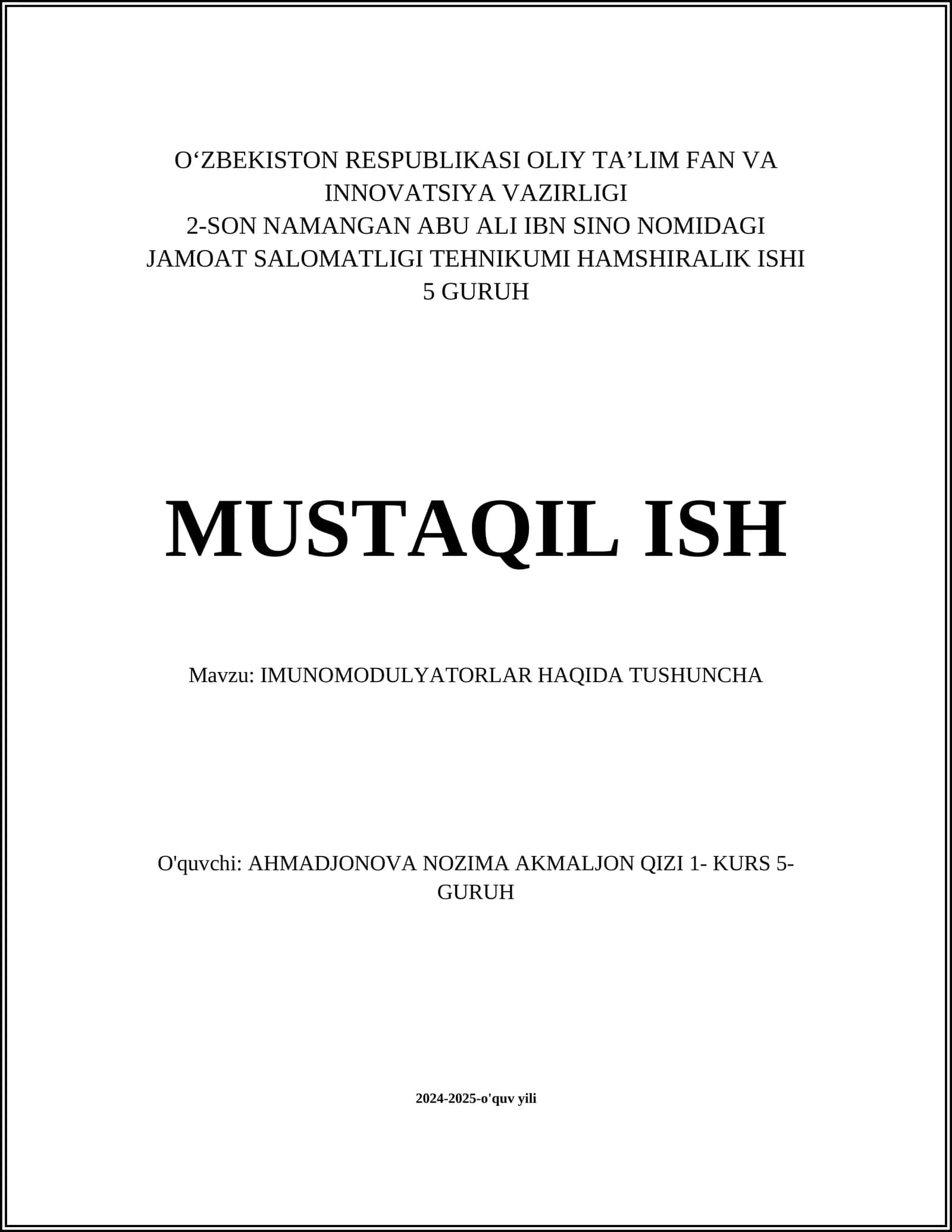 IMUNOMODULYATORLAR HAQIDA TUSHUNCHA 1