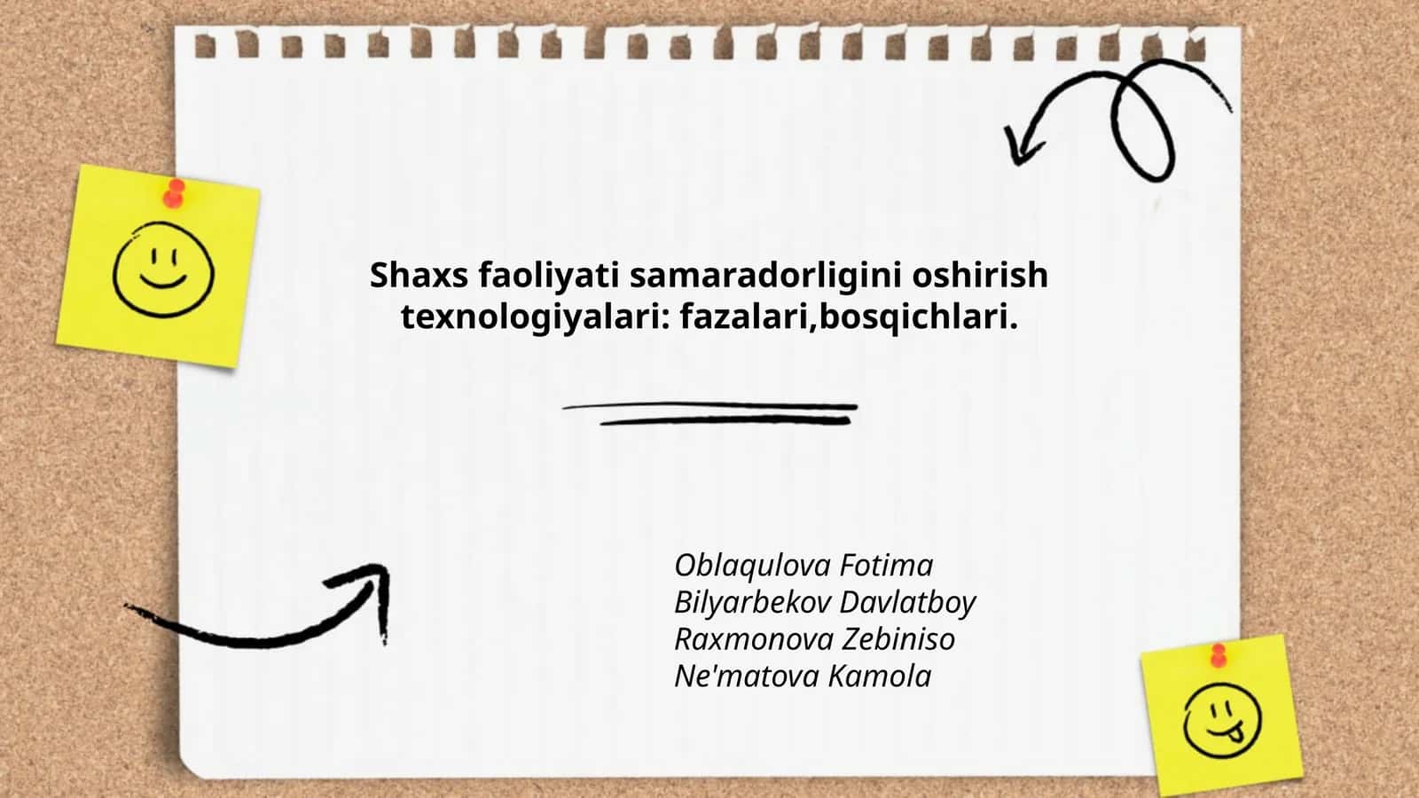 Shaxs faoliyati samaradorligini oshirish texnologiyalari: fazalari,bosqichlari 1