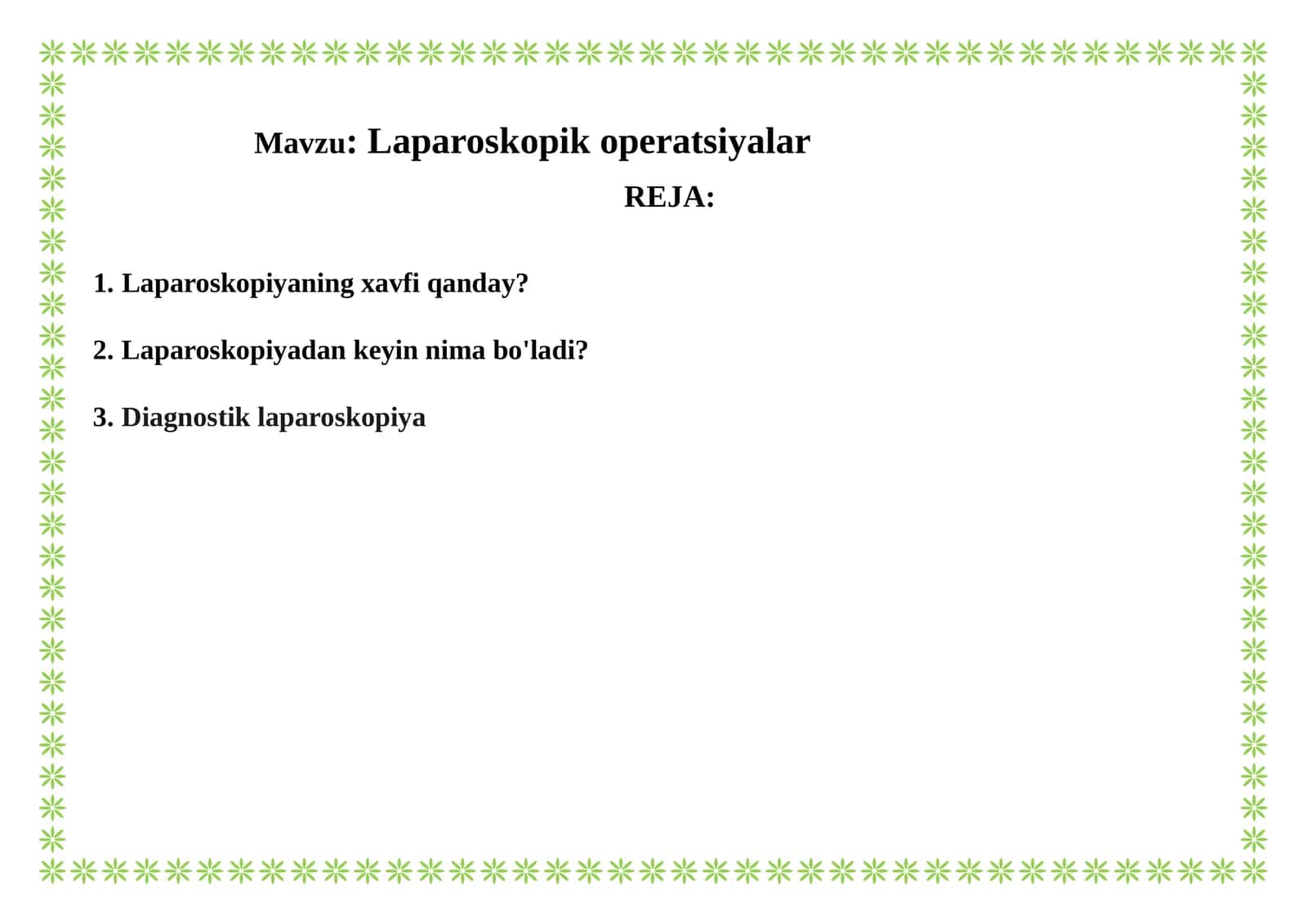 Laparoskopik operatsiyalar 1