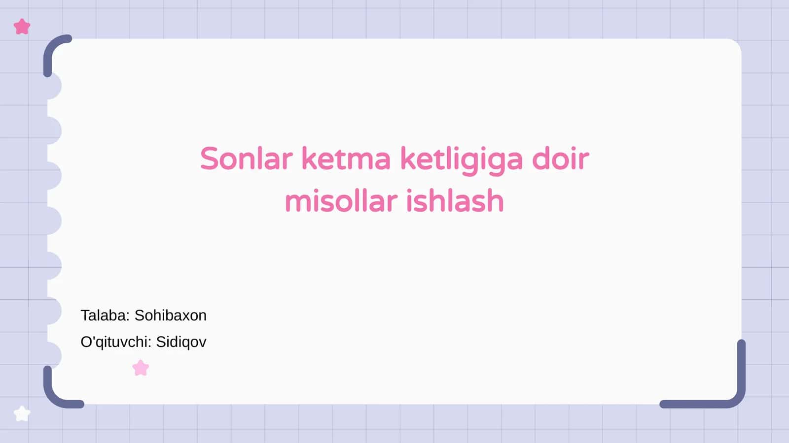 Sonlar ketma ketligiga doir misollar ishlash 1