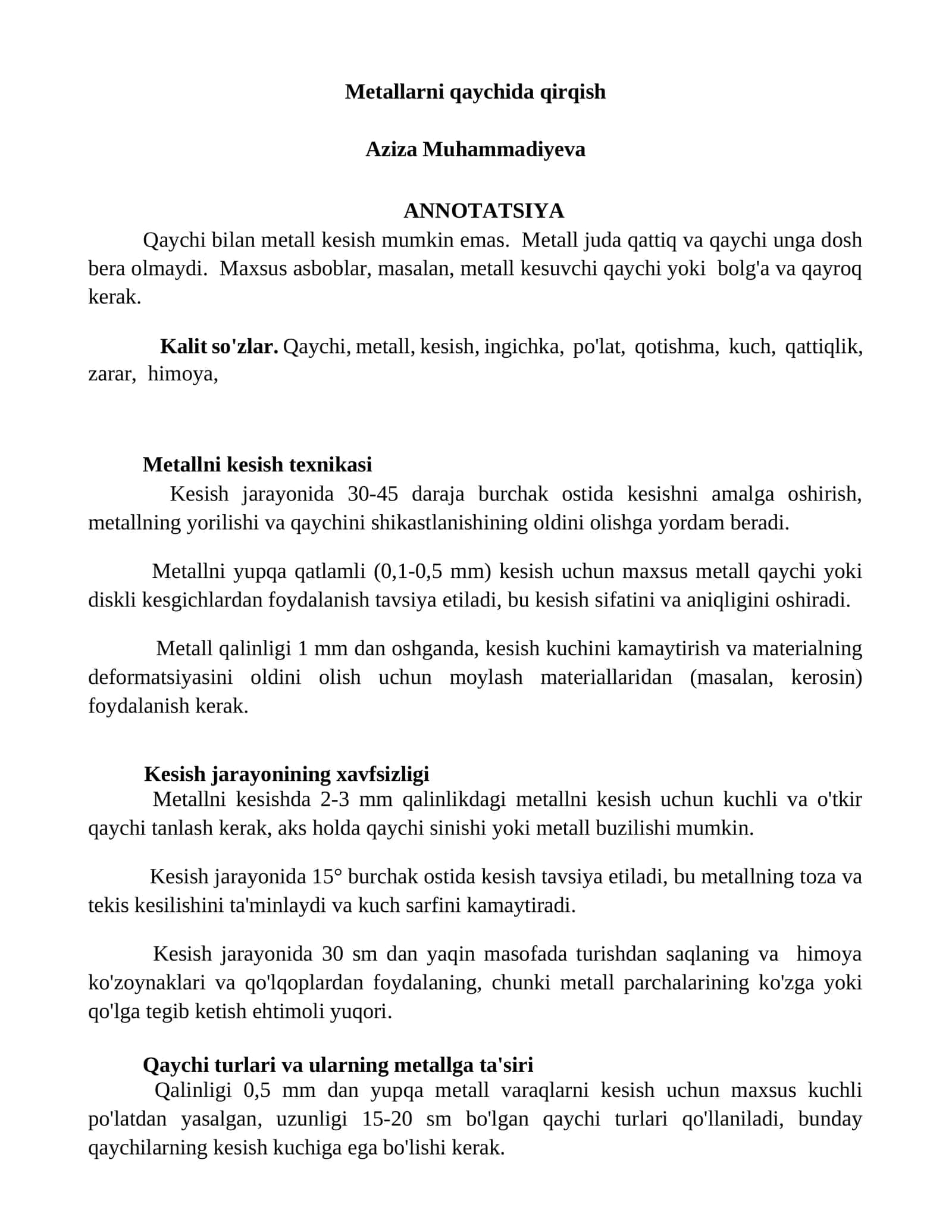 Metallarni qaychida qirqish 1