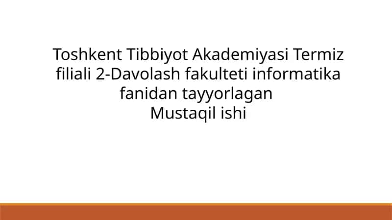 Monitor va sichqoncha qurilamalarining turlari va vazifalari. Tibbiy  ta’limda  va  tibbiyotda  kompyuterning  qo‘shimcha  qurilmalarining qo‘llanilishi va tabbiq etilishi. 1