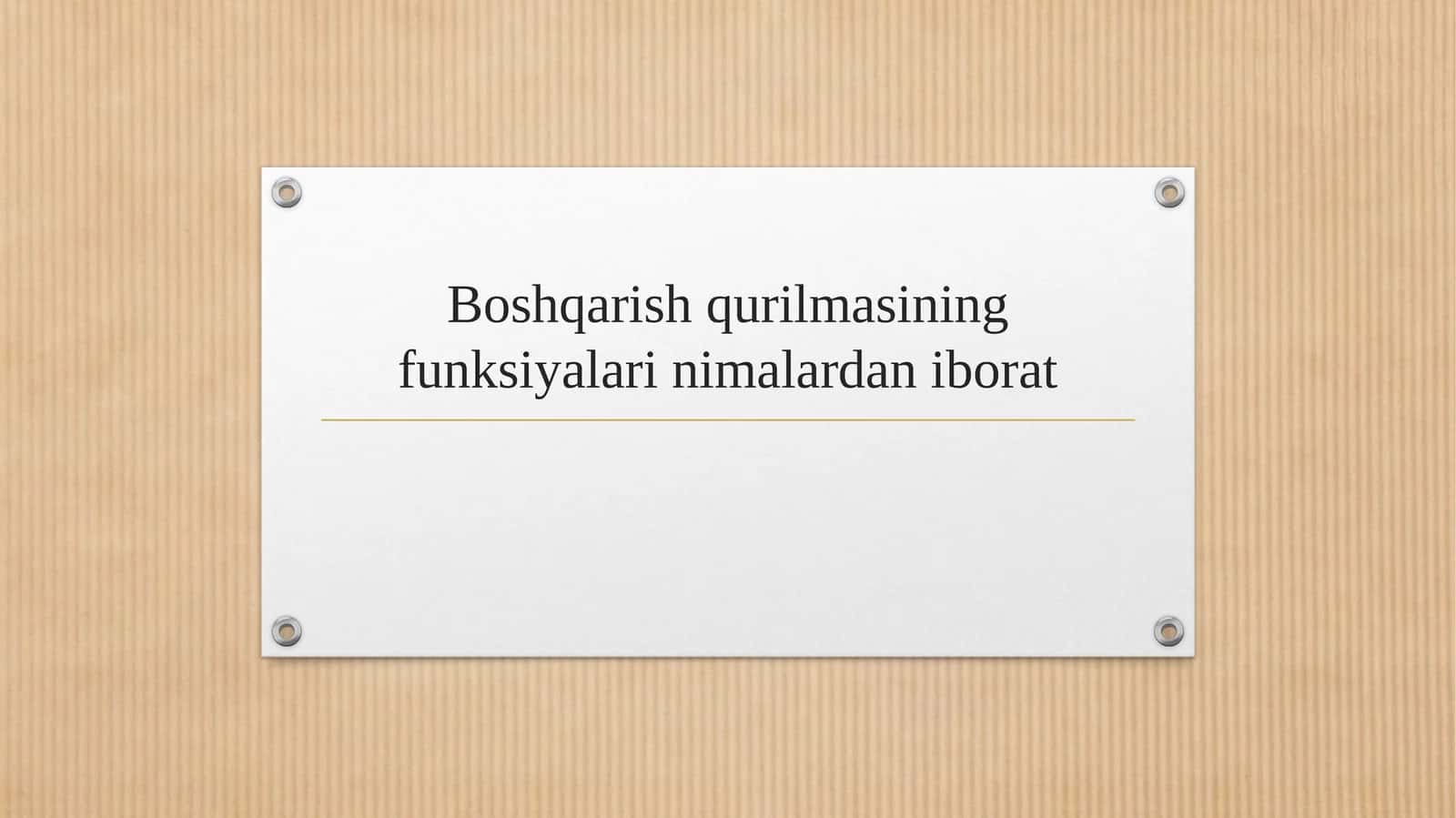 Boshqarish qurilmasining funksiyalari nimalardan iborat 1