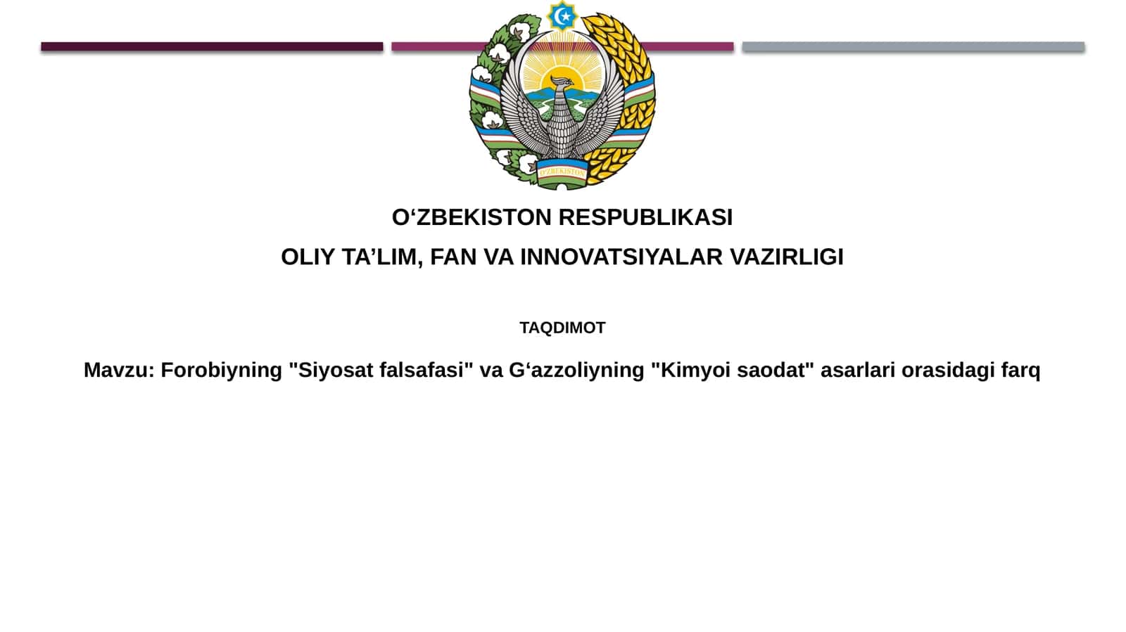 Forobiyning"Siyosatfalsafasi"vaGʻazzoliyning"Kimyoisaodat"asarlariorasidagifarq 1