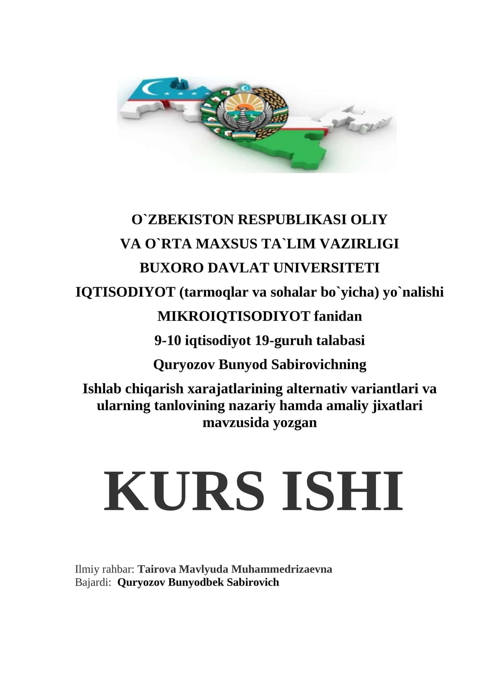 Ishlab chiqarish xarajatlarining alternativ variantlari 1