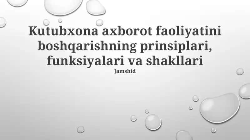 Kutubxona axborot boshqaruvi tamoyillari 1
