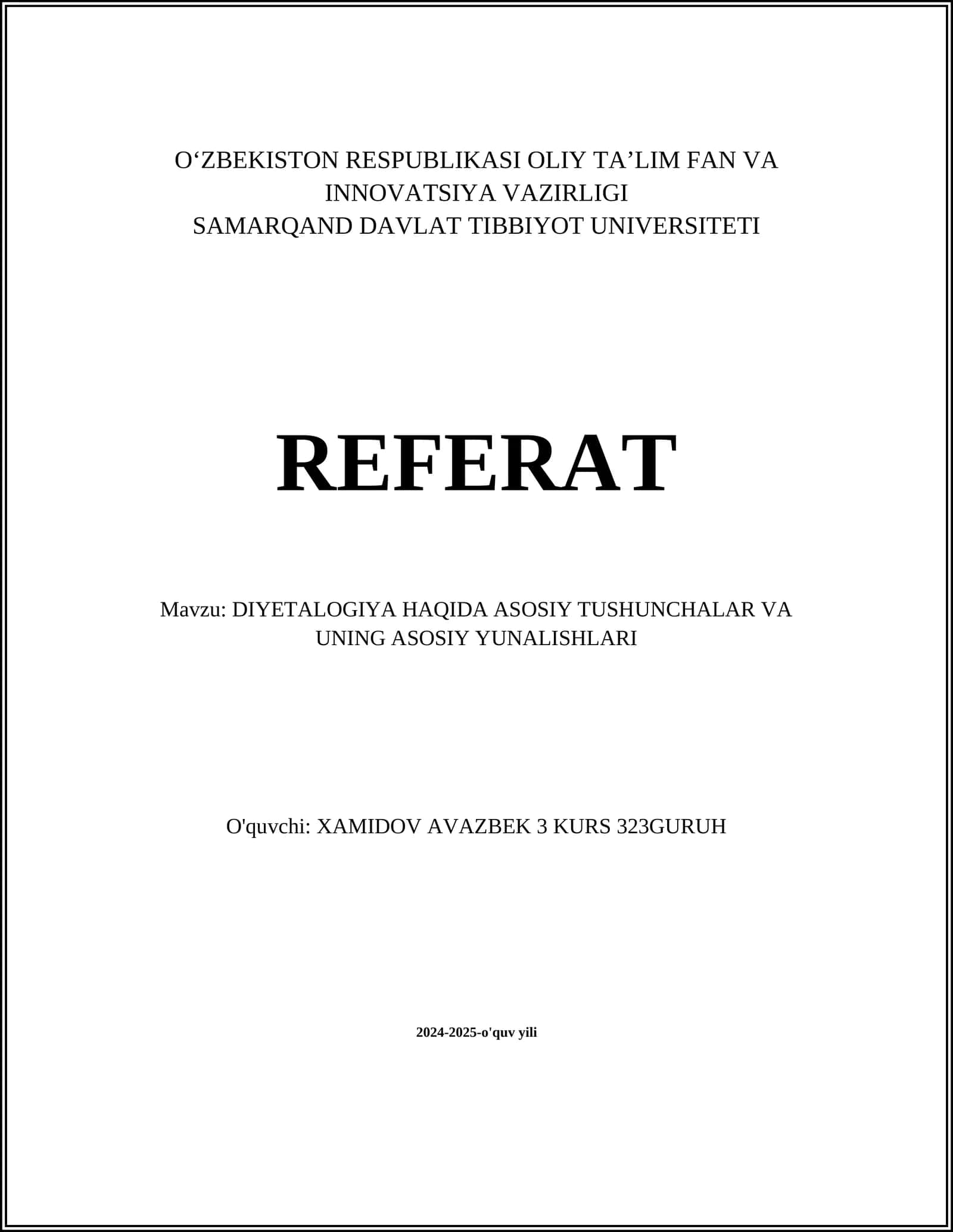 DIYETALOGIYA HAQIDA ASOSIY TUSHUNCHALAR VA YUNALISHLARI 1