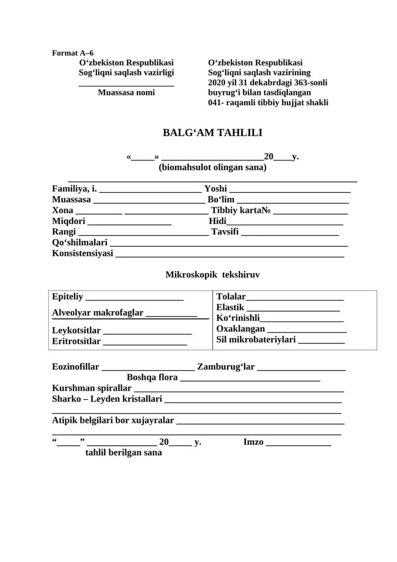 Balg'am tahlili 1