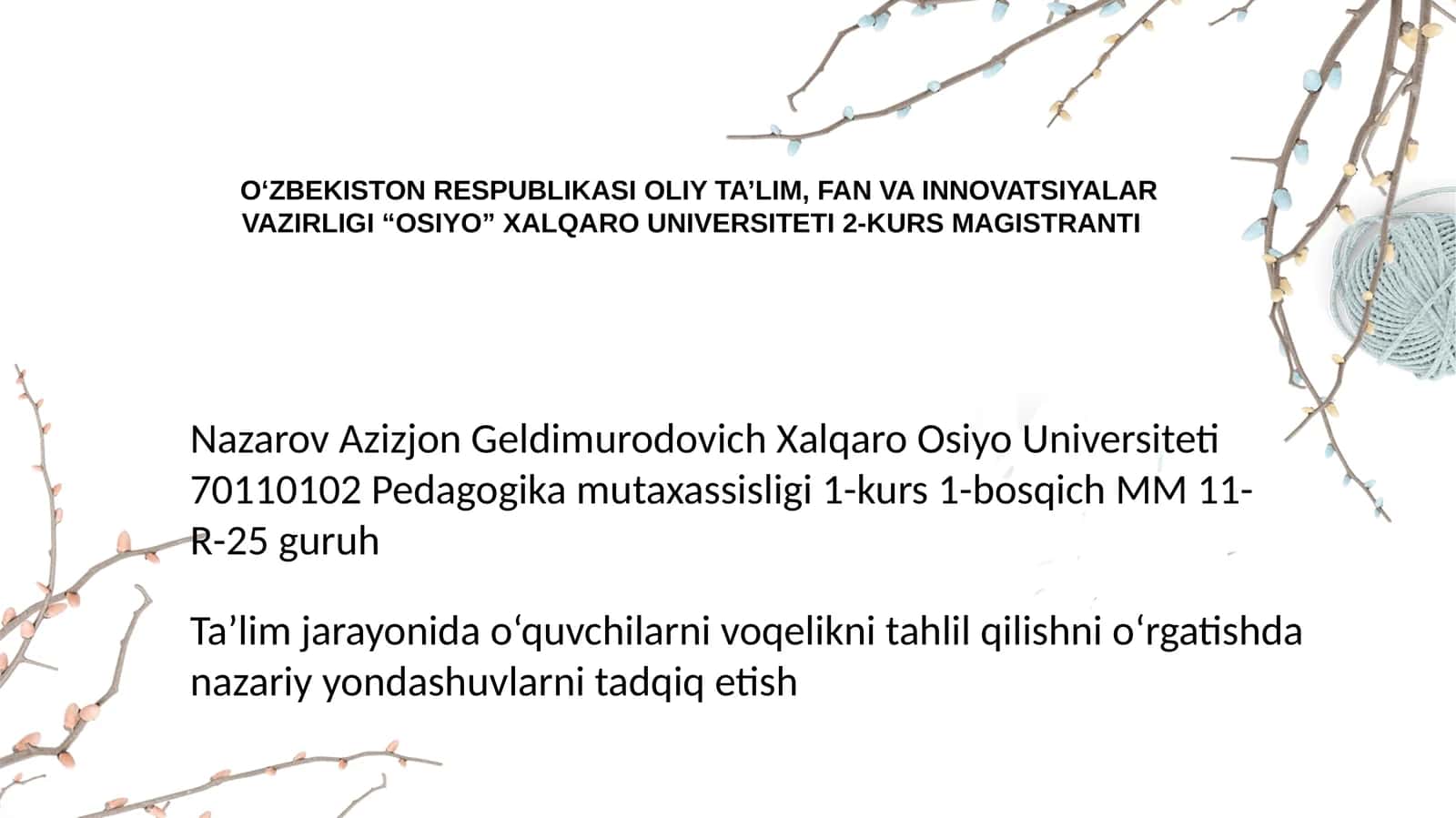 Voqelikni Tahlil Qilishning Nazariy-Metodologik Asoslari 1