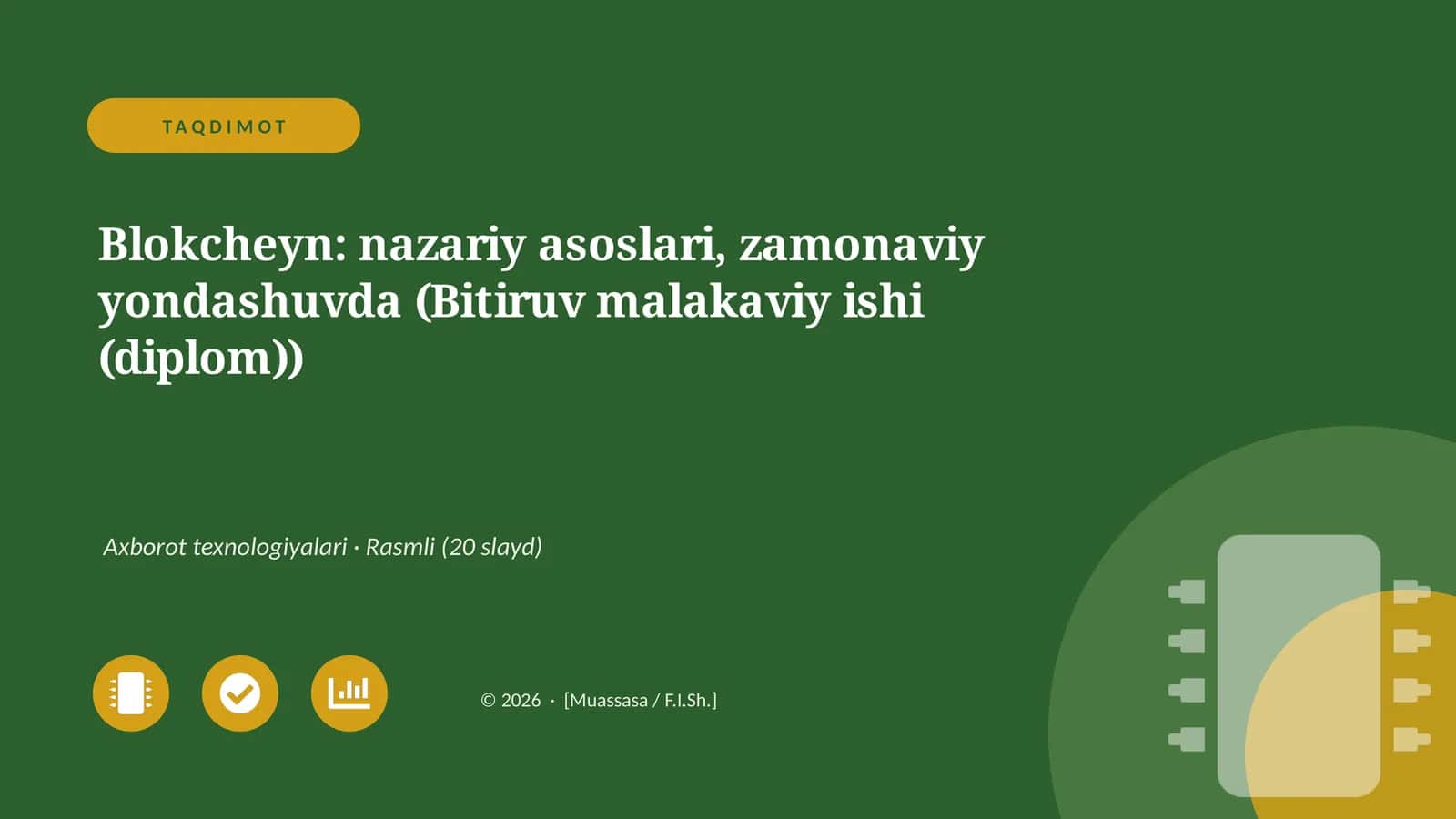 Blokcheyn: nazariy asoslari, zamonaviy yondashuvda (Bitiruv malakaviy ishi (diplom)) 1
