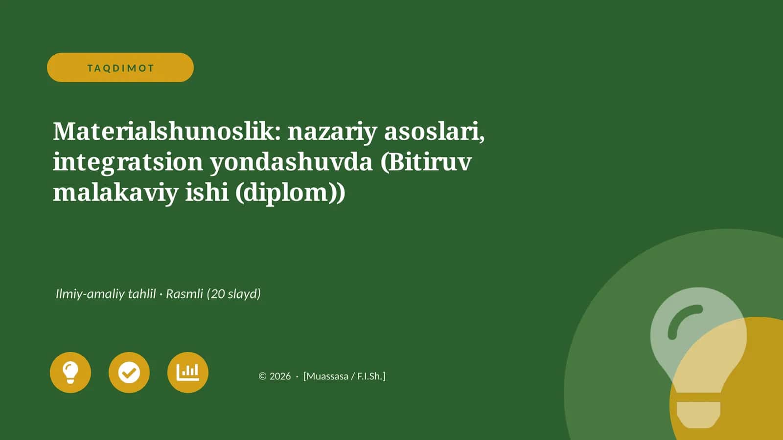 Materialshunoslik: nazariy asoslari, integratsion yondashuvda (Bitiruv malakaviy ishi (diplom)) 1