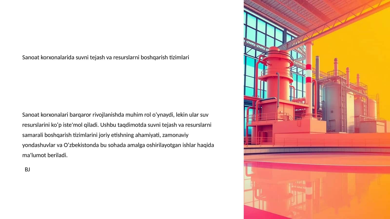 Sanoat korxonalarida suvni tejash va resurslarni boshqarish tizimlari 1