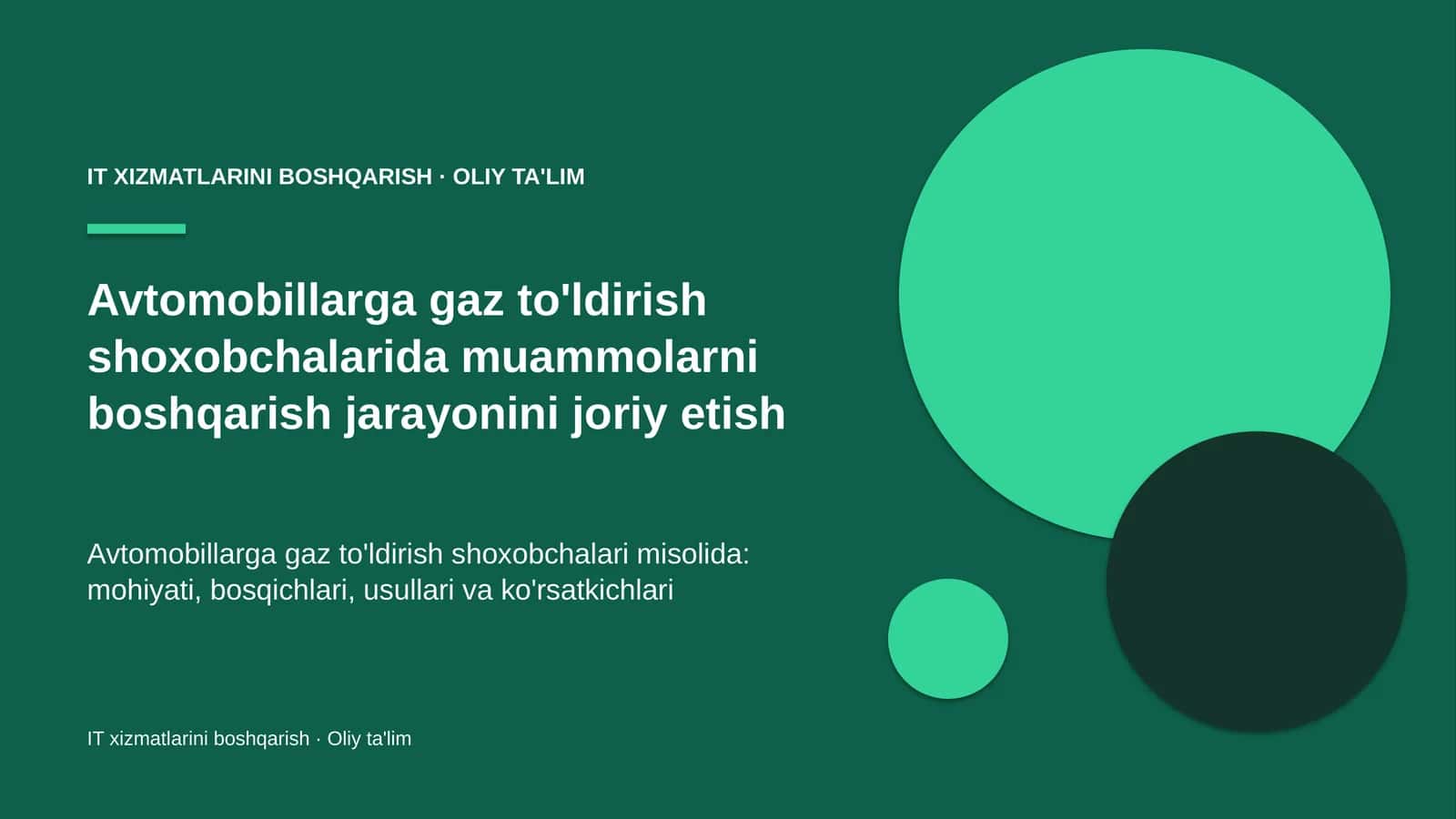 Avtomobillarga gaz to'ldirish shoxobchalarida muammolarni boshqarish jarayonini joriy etish 1