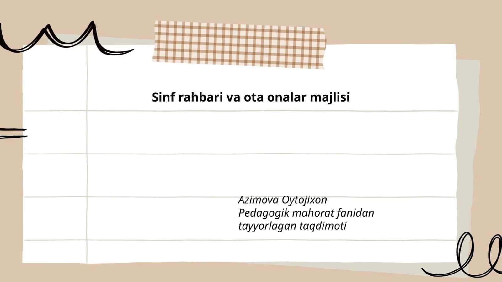 Sinf rahbari va ota onalar majlisi 1