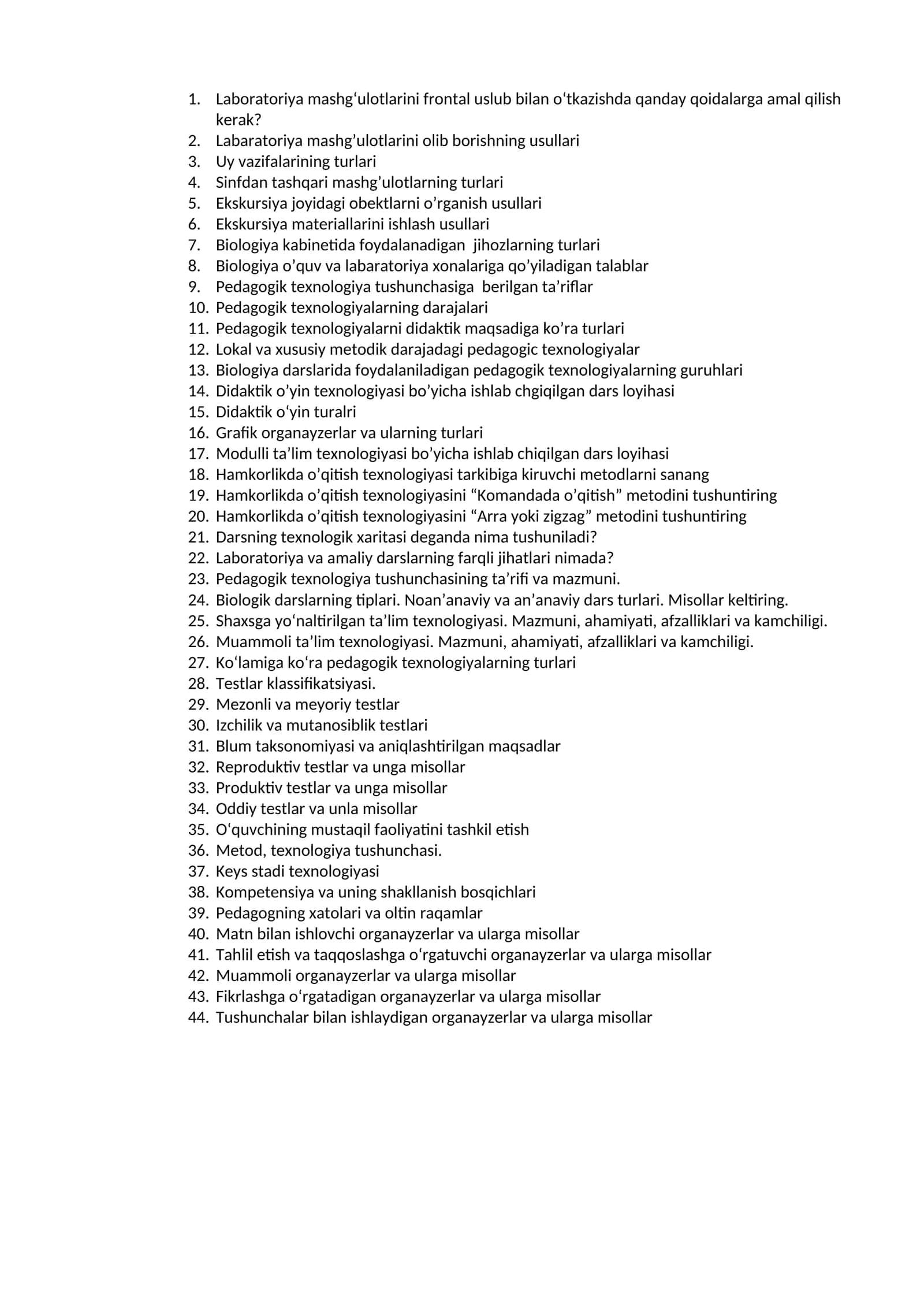 Biologiya darslarida foydalaniladigan pedagogik texnologiyalar 1