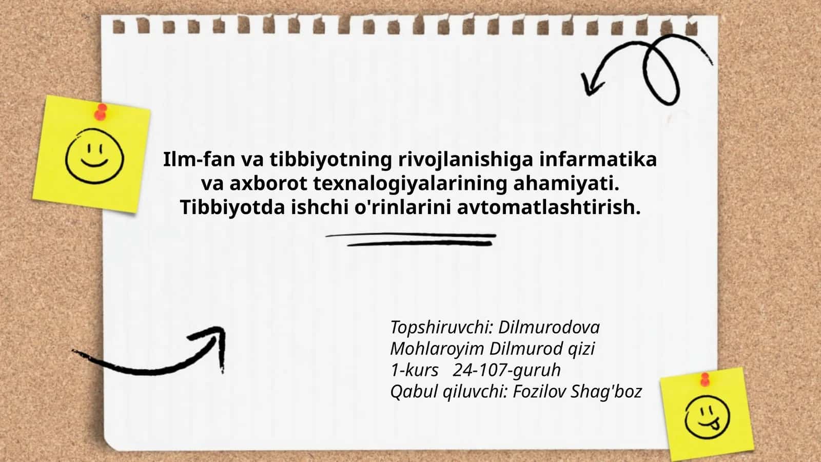 Tibbiyotda ishchi o'rinlarini avtomatlashtirish 1