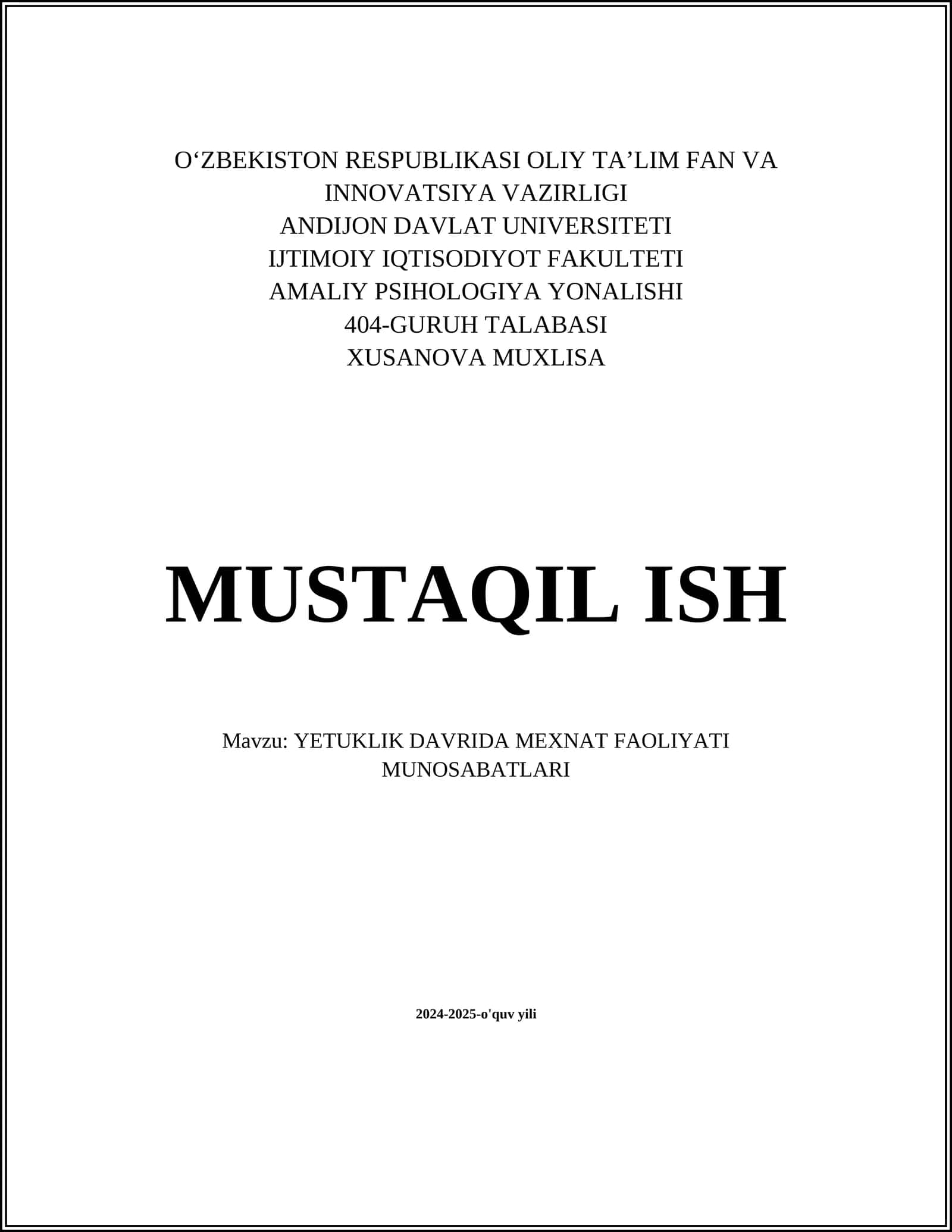 YETUKLIK DAVRIDA MEXNAT FAOLIYATI MUNOSABATLARI 1