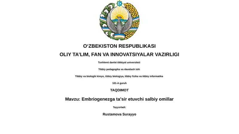Embriogenezga taʼsir etuvchi salbiy omillar 1