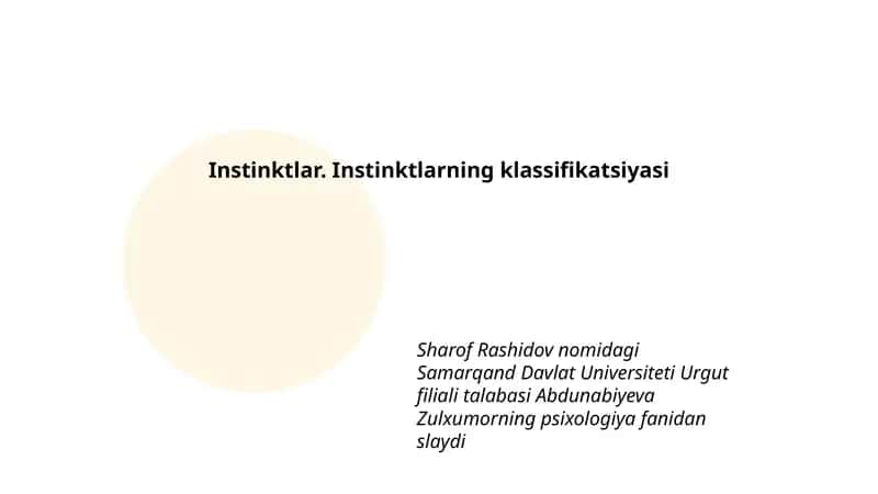 Instinktlar. Instinktlarning klassifikatsiyasi 1