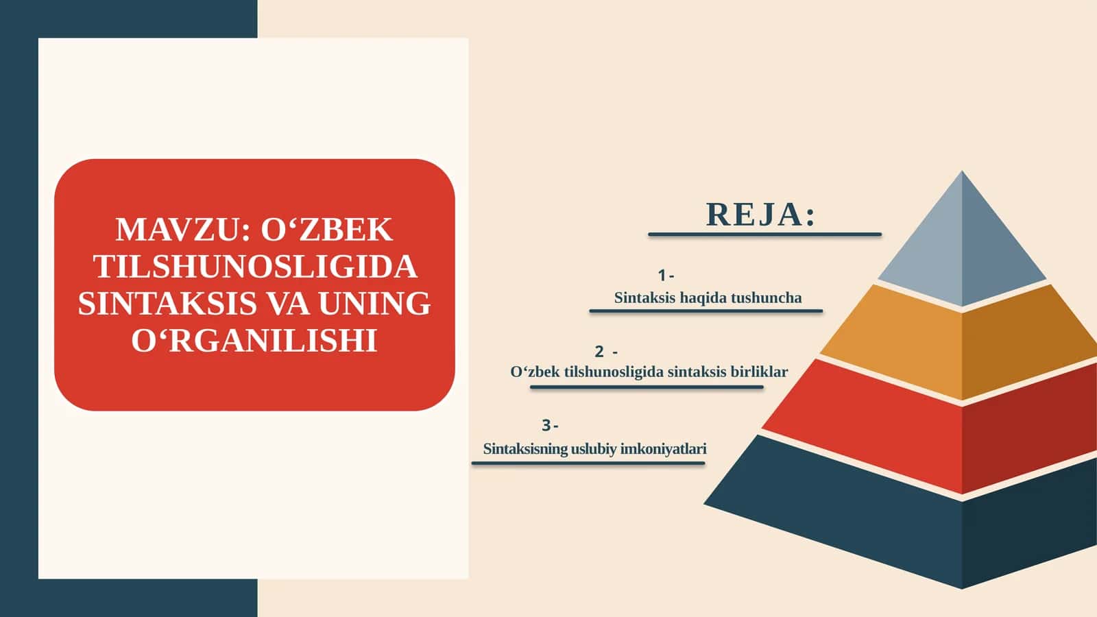 O‘ZBEK TILSHUNOSLIGIDA SINTAKSIS VA UNING O‘RGANILISHI 1