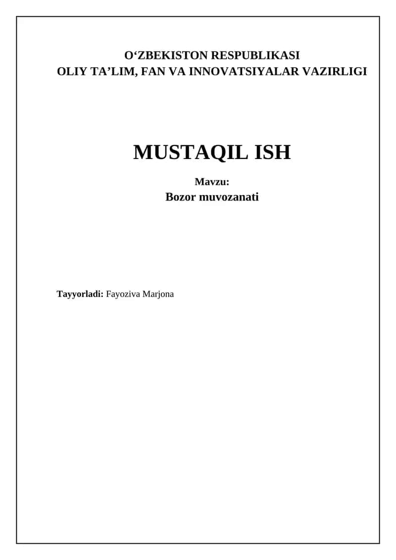 Bozor muvozanati 1