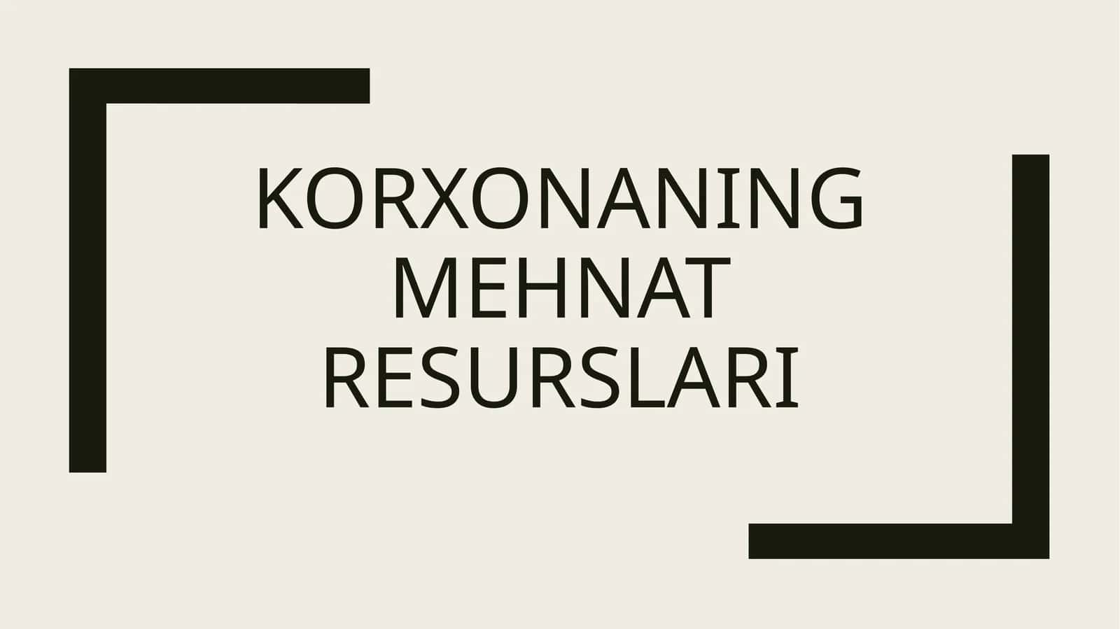 Korxonaning Mehnat Resurslari 1