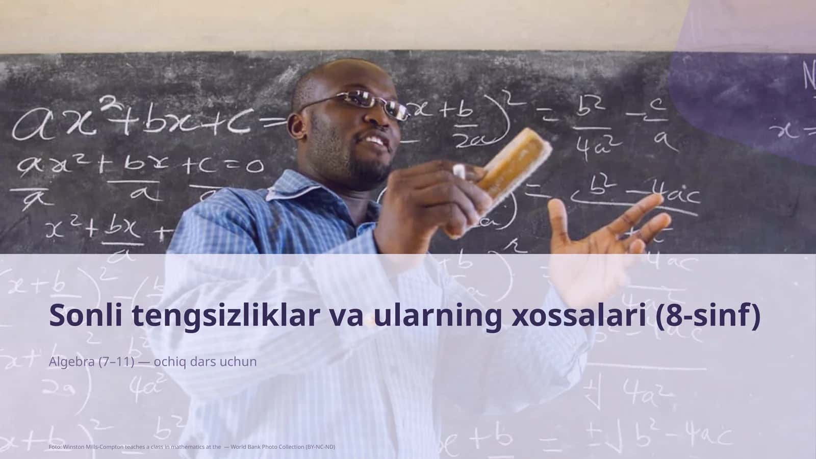 Sonli tengsizliklar va ularning xossalari (8-sinf) 1