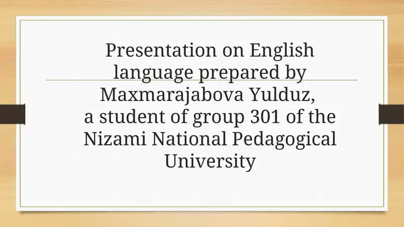 Presentation on English language 1