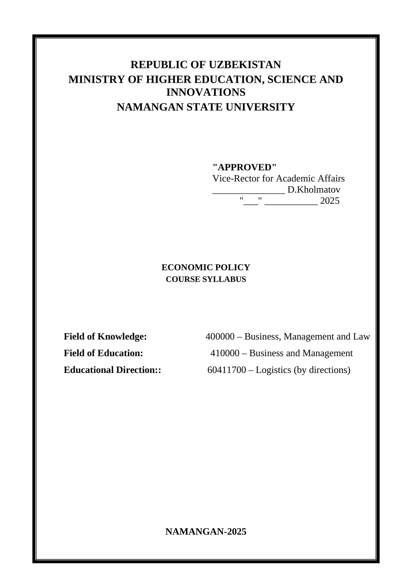 Economic Policy 1