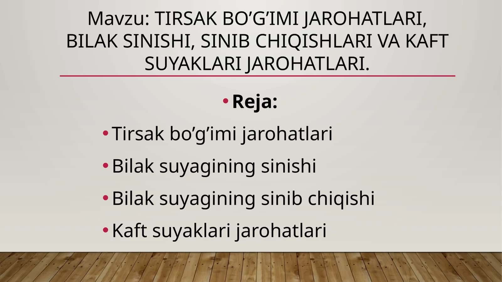 tirsak bo’g’imi jarohatlari, bilak sinishi, sinib chiqishlari va kaft suyaklari jarohatlari 1