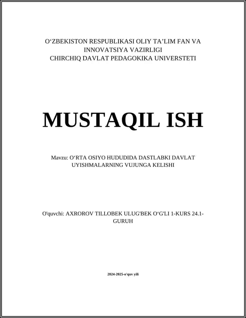 Oʻrta Osiyo davlatlari 1