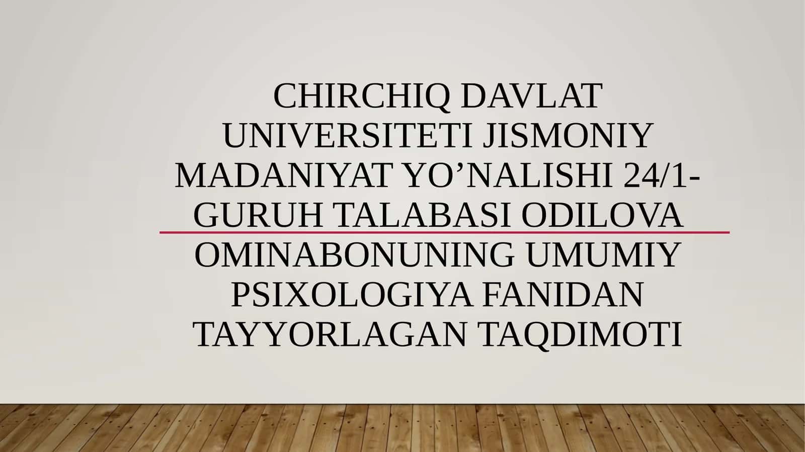 Kognitiv psixologiya fanidan taqdimot 1