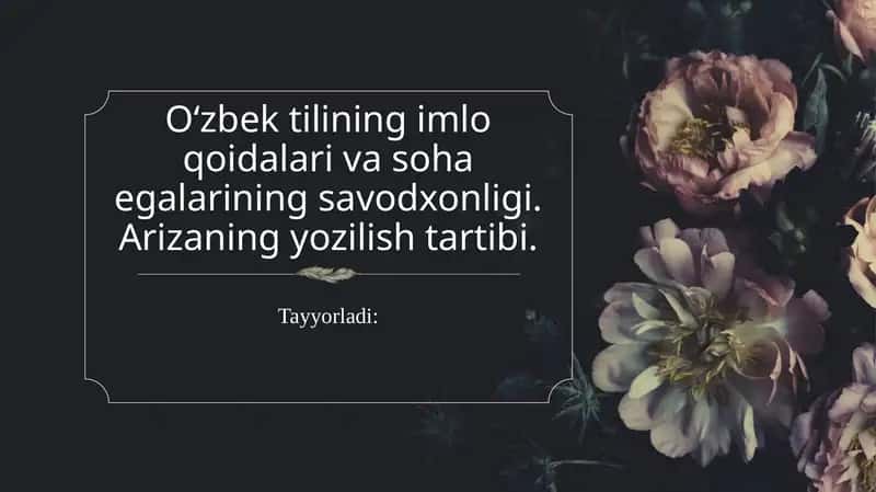 O‘zbek tilining imlo qoidalari va soha egalarining savodxonligi. Arizaning yozilish tartibi 1