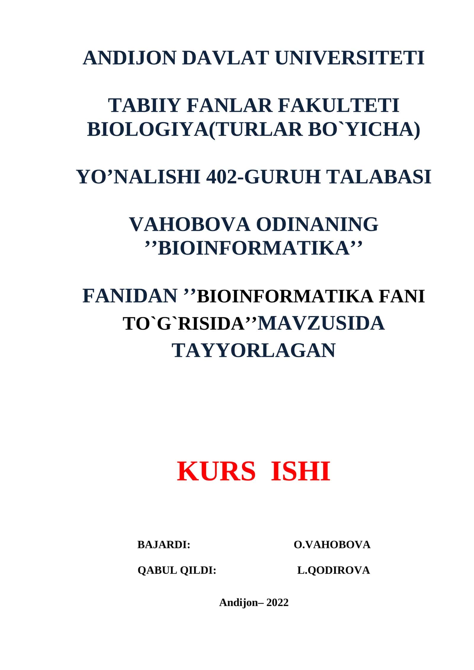 BIOINFORMATIKA FANI TO`G`RISIDA 1
