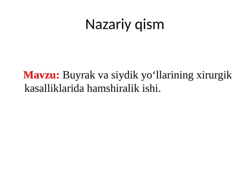 Buyrak va siydik yo‘llarining xirurgik kasalliklari 1