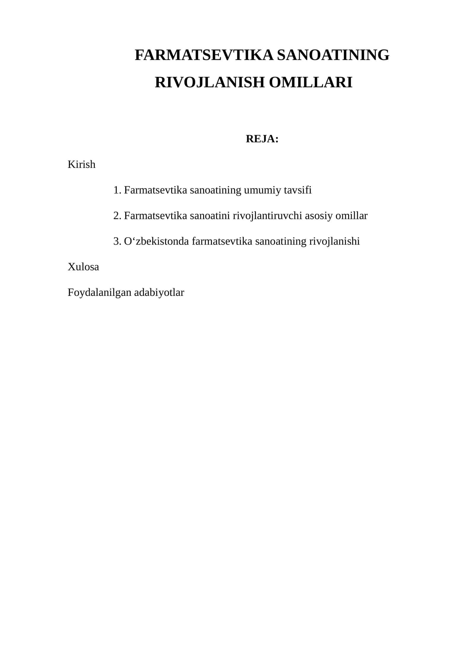 FARMATSEVTIKA SANOATINING RIVOJLANISH OMILLARI 1