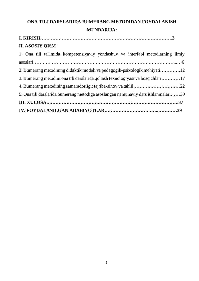 Bumerang Metodidan Foydalanish 1
