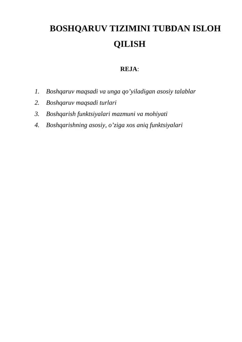 BOSHQARUV TIZIMINI TUBDAN ISLOH QILISH 1
