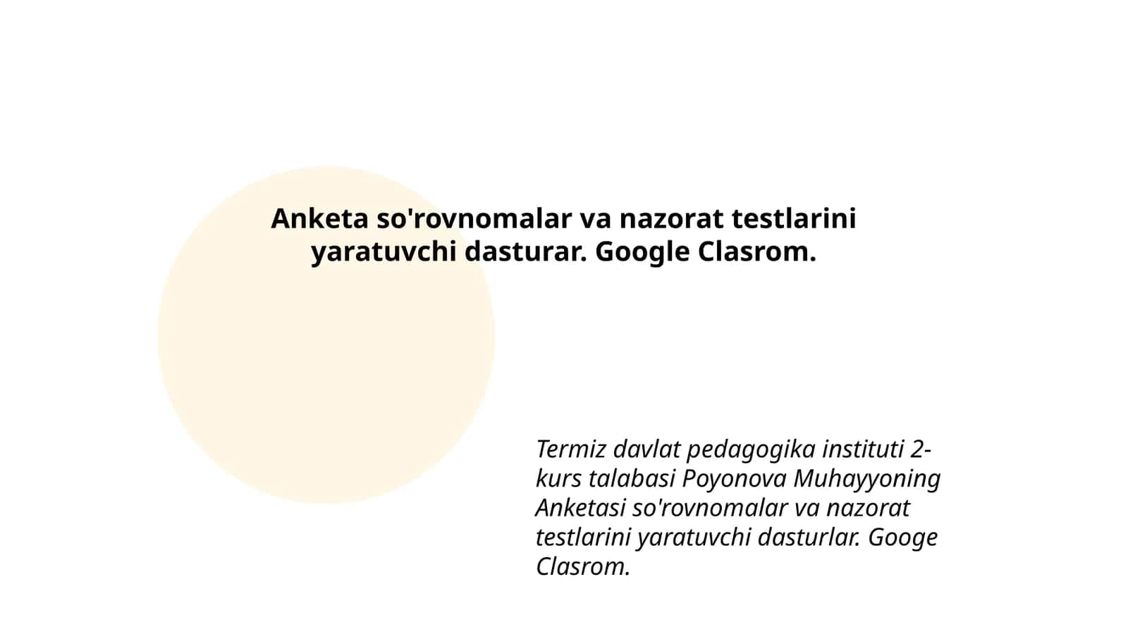 Anketa so'rovnomalar va nazorat testlarini yaratuvchi dasturar 1