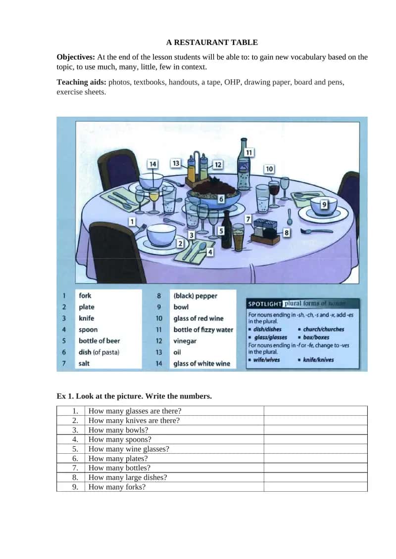 A RESTAURANT TABLE 1