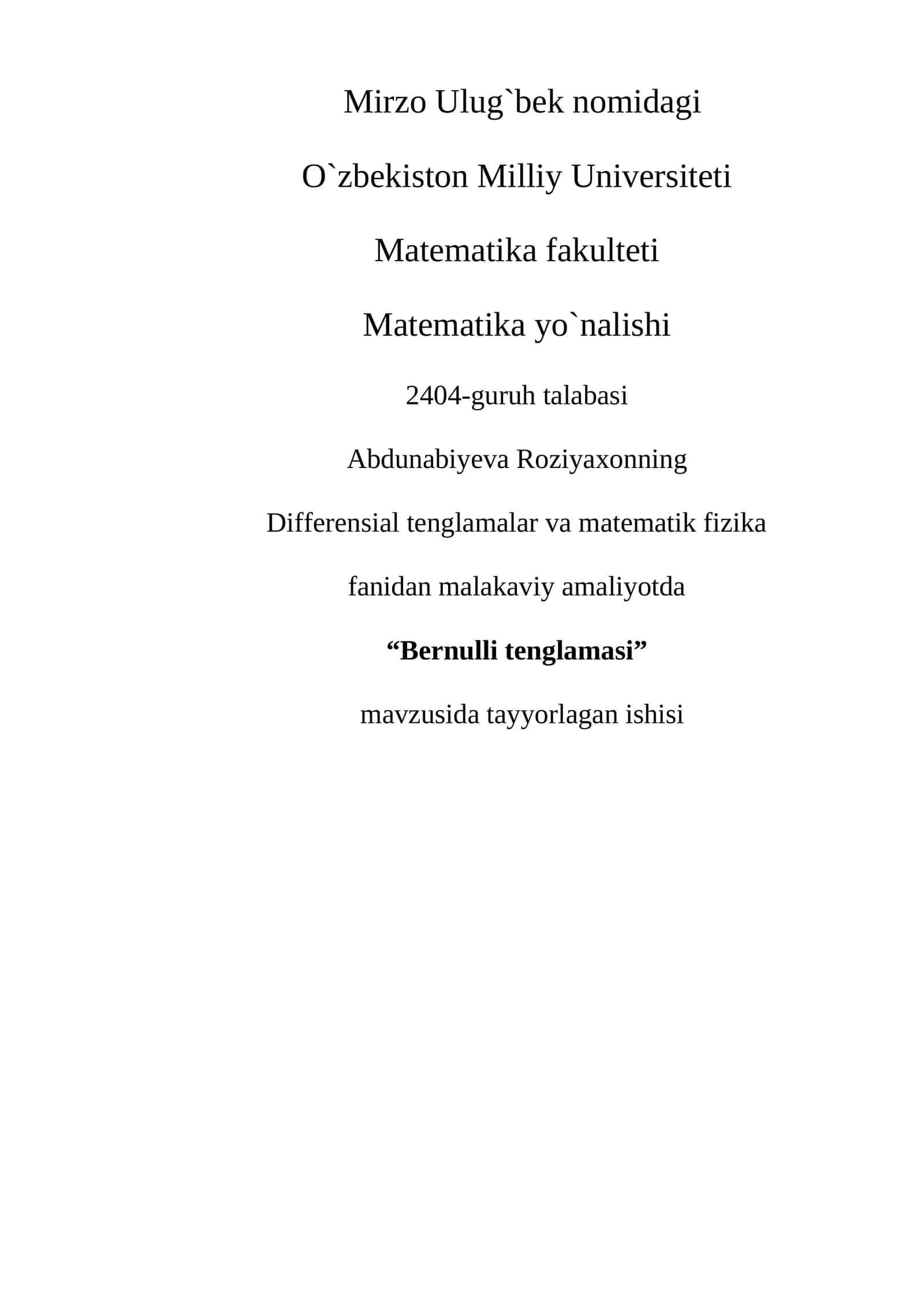 Bernulli tenglamasi 1